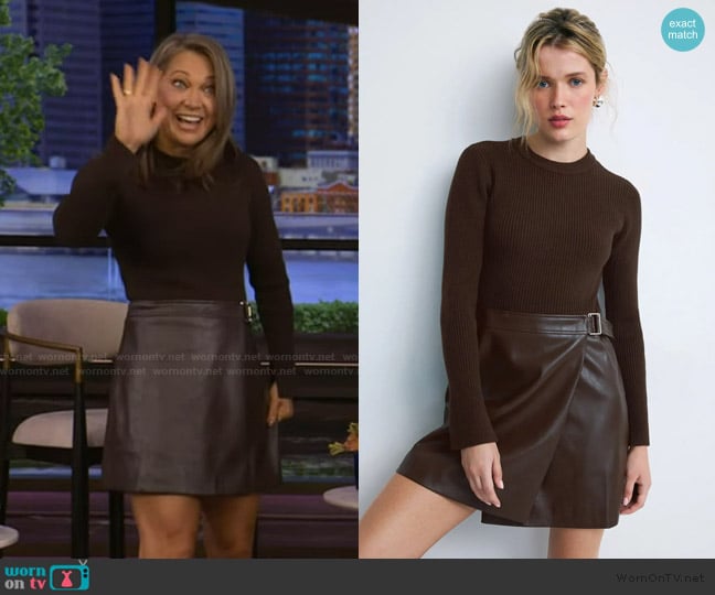 Derek Lam 10 Crosby x RTR Mixed Media Mini Dress worn by Ginger Zee on Live with Kelly and Mark