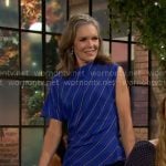 Diane’s blue striped asymmetric top on The Young and the Restless