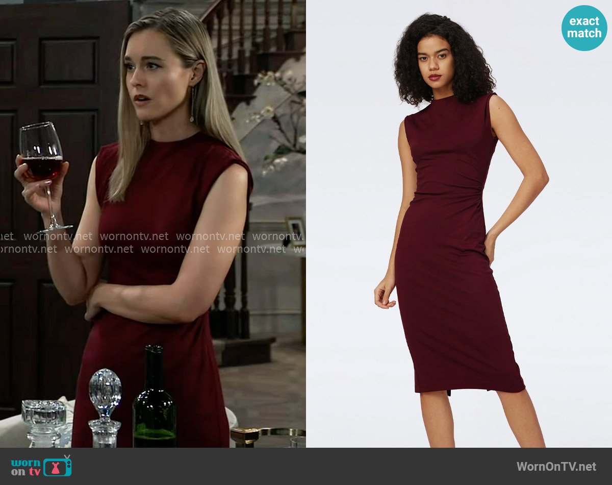 Diane von Furstenberg Darrius Dress in Wine Pink worn by Jacinda Bracken (Paige Herschell) on General Hospital