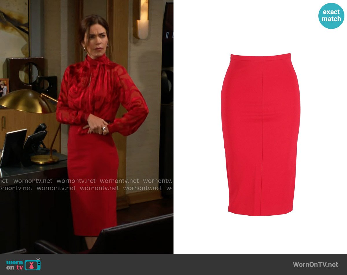 Diane von Furstenberg Pencil Skirt worn by Victoria Newman (Amelia Heinle) on The Young and the Restless