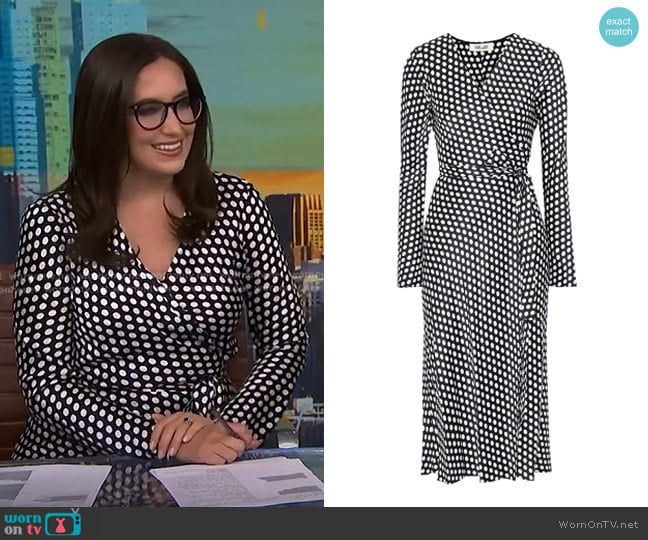 Diane von Furstenberg Tilly Silk-satin Wrap Dress in Baker Dot worn by Savannah Sellers on NBC News Daily