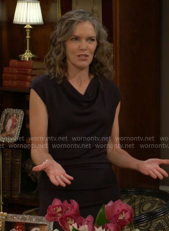 Diane’s black cowl-neck dress on The Young and the Restless