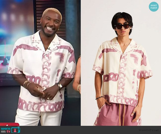 Diet Starts Monday Strokes Button Up Shirt worn by Scott Evans on Access Hollywood