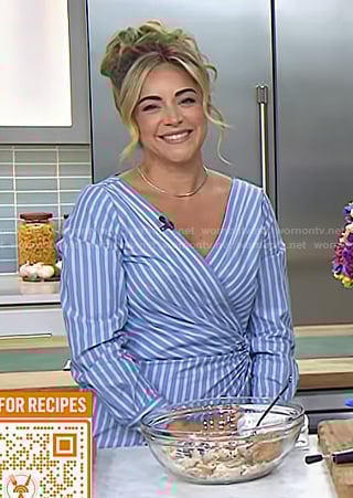 Dina Deleasa-Gonsar’s blue stripe wrap dress on Today