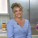 Dina Deleasa-Gonsar’s blue stripe wrap dress on Today