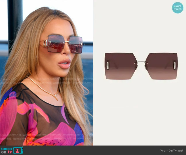 Dior 30Montaigne S7U Sunglasses in Rose Gold worn by Lisa Hochstein (Lisa Hochstein) on The Real Housewives of Miami