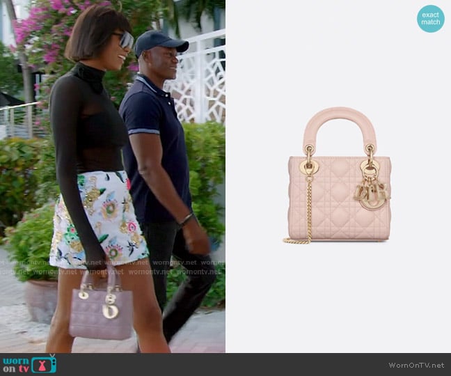 Dior Small Lady Dior Bag in Powder Pink worn by Kiki Barth (Kiki Barth) on The Real Housewives of Miami