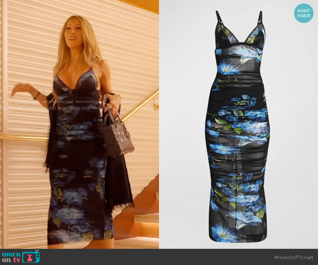 Dolce & Gabbana Bluebell Floral Print Tulle Midi Dress worn by Lisa Hochstein (Lisa Hochstein) on The Real Housewives of Miami