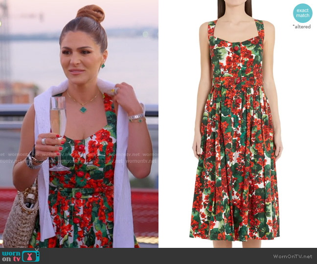 Dolce & Gabbana Geranium Print Dress worn by Stephanie Shojaee (Stephanie Shojaee) on The Real Housewives of Miami