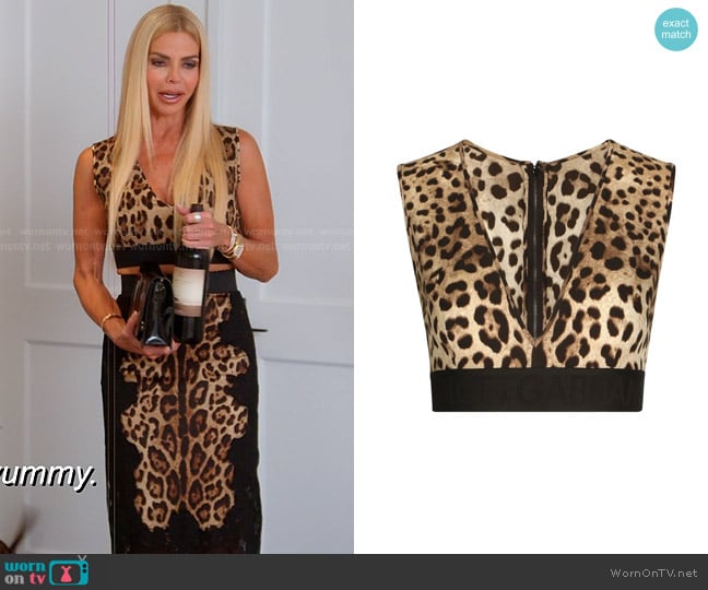 Dolce & Gabbana Leopard-print Crop Top worn by Alexia Echevarria (Alexia Echevarria) on The Real Housewives of Miami