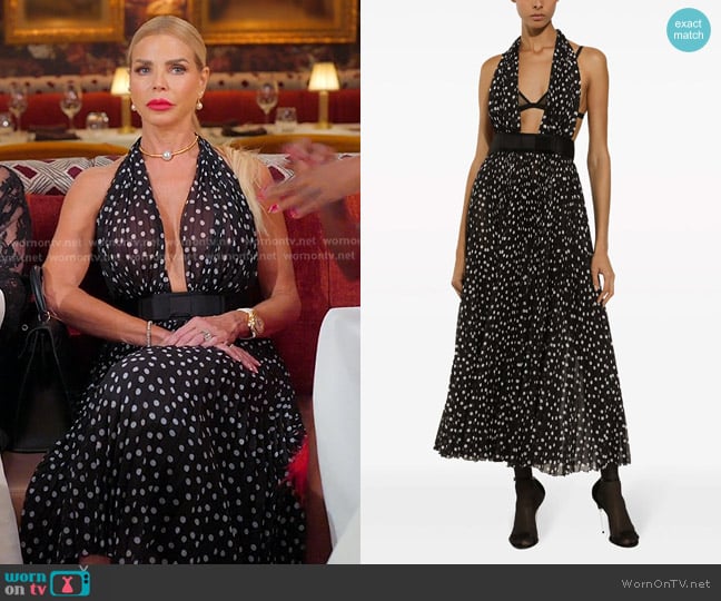 Dolce & Gabbana Polka Dot-print Halterneck Dress worn by Alexia Echevarria (Alexia Echevarria) on The Real Housewives of Miami