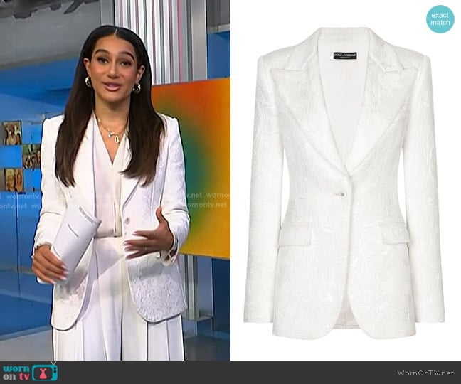 Dolce & Gabbana Turlington Floral-brocade Blazer worn by Morgan Radford on NBC News Daily