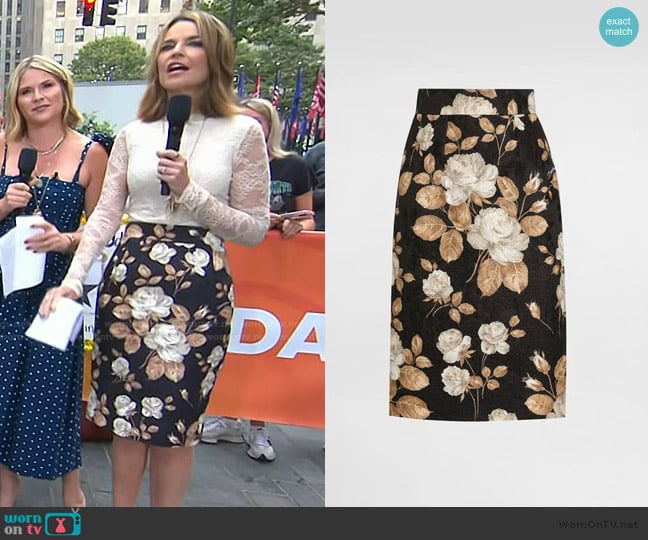 Dolce & Gabbana Vintage rose-print skirt worn by Savannah Guthrie on Today