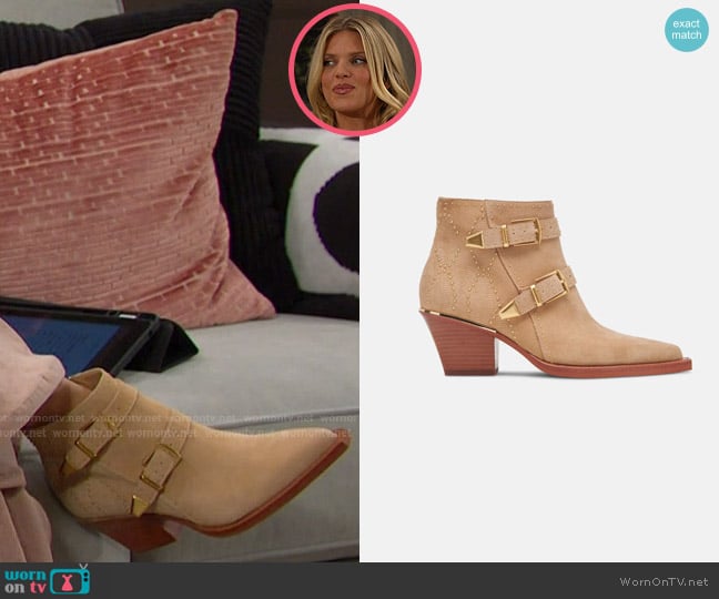 Dolce Vita Ronnie Western Boot in Camel Suede worn by Catherina Greene (AnnaLynne McCord) on Days of our Lives