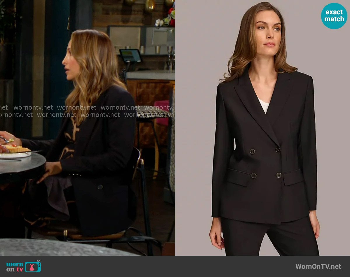 Donna Karan Double Breasted Blazer in Black worn by Lily Winters (Christel Khalil) on The Young and the Restless