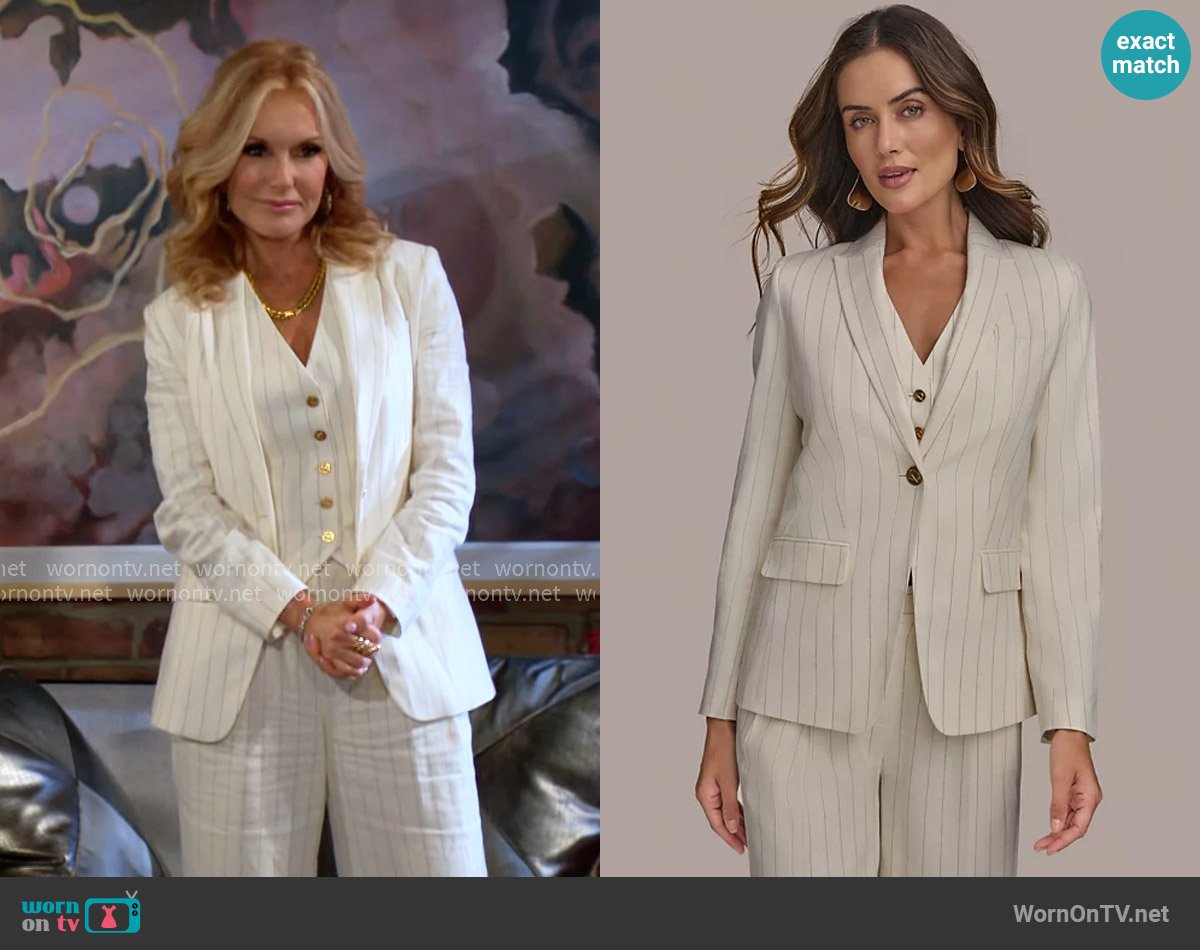 Donna Karan Pinstriped Blazer worn by Lauren Fenmore (Tracey Bregman) on The Young and the Restless