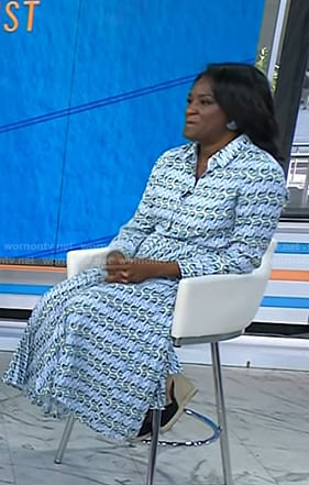 Dr. Angela Lamb’s blue geometric print shirtdress on Today