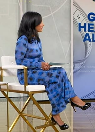 Dr. Tara Narula’s blue check mesh dress on Good Morning America