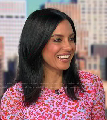 Dr. Tara Narula's pink print long sleeve dress on Good Morning America
