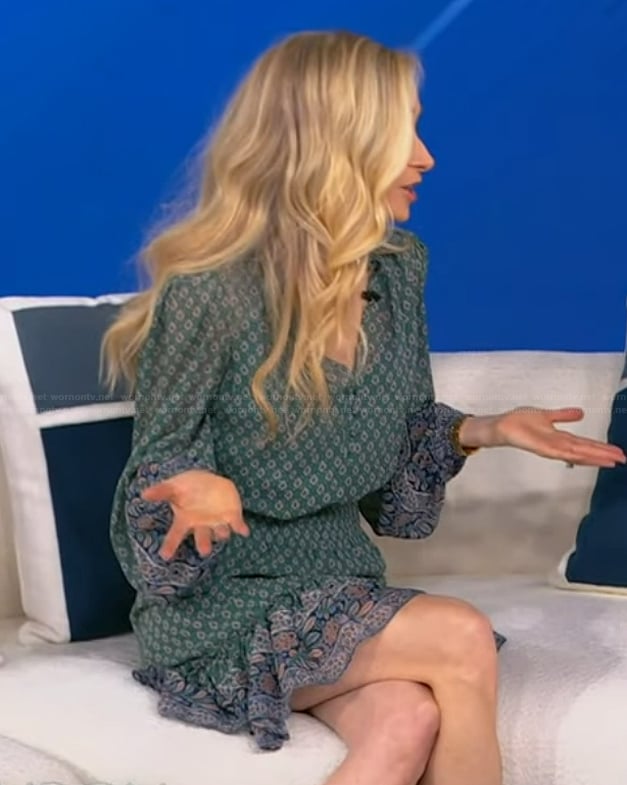 Dr Whitney Bowe’s green printed mini dress on Tamron Hall Show