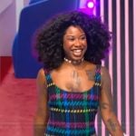 Dre’s plaid tank mini dress on Tamron Hall Show