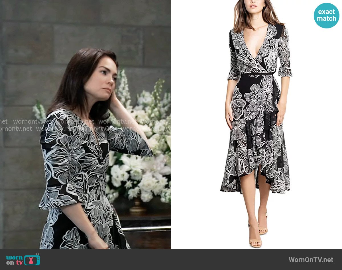 Dress the Population Ophelia Fit & Flare Midi Dress worn by Elizabeth Webber (Rebecca Herbst) on General Hospital