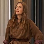 Drew’s monogram print pants on The Drew Barrymore Show