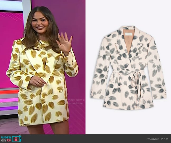 Dries van Noten Oversized Printed Blazer worn by Chrissy Teigen on Today