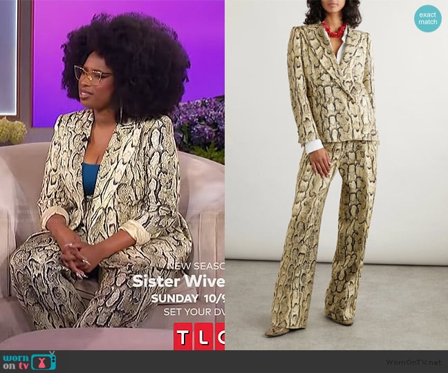 Dries van Noten Snakeskin Print Double-Breasted Button-Front Jacket worn by Jennifer Hudson on The Jennifer Hudson Show