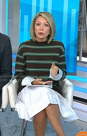 Dylan's brown striped mixed media dress on Today