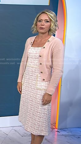 Dylan’s pink tweed dress and cardigan on Today