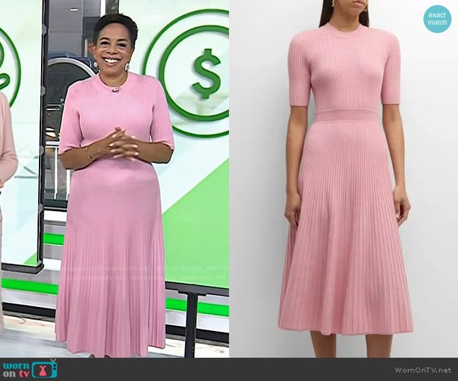 Elie Tahari The Kaya Ribbed A-Line Midi Sweater Dress worn by Sharon Epperson on Today