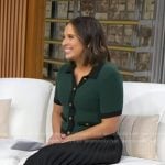Elizabeth’s green contrast trim short sleeve cardigan on Good Morning America