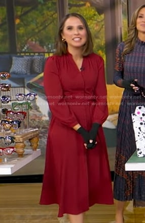 Elisabeth’s red belted shirtdress on Good Morning America