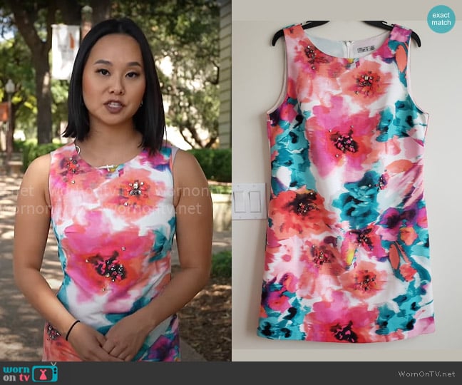 Eliza J Beaded Dress worn by Karen Hua on CBS Mornings