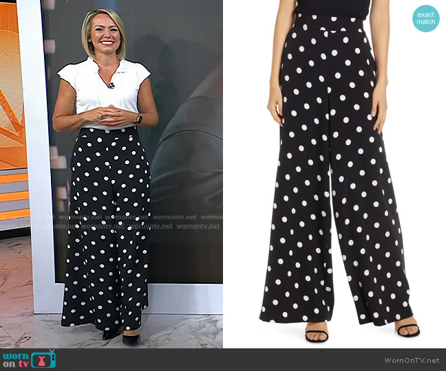 Eliza J Polka Dot Wide Leg Crepe Pants worn by Dylan Dreyer on Today