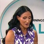 Elizabeth Werner’s purple printed dress on CBS Mornings