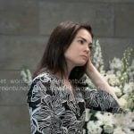 Elizabeth’s black and white floral dress on General Hospital