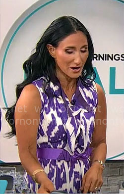 Elizabeth Werner's purple printed dress on CBS Mornings