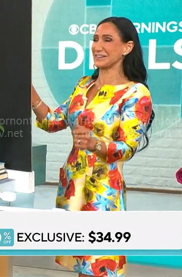 Elizabeth Werner's yellow floral dress on CBS Mornings