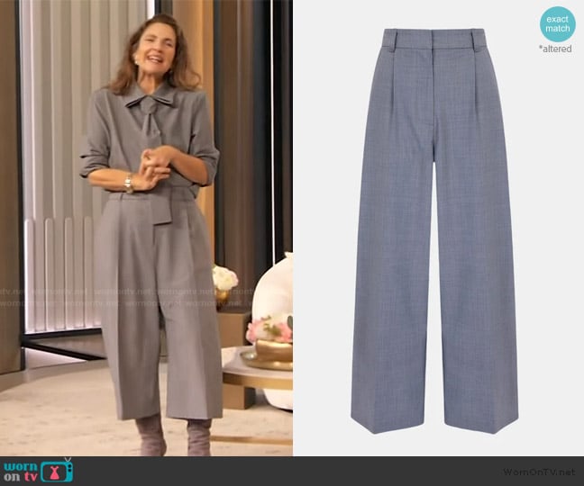 Emilia Wickstead Placket Tie in Grey Summer Wool worn by Drew Barrymore on The Drew Barrymore Show