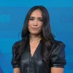 Emilie’s black leather v-neck top on Today