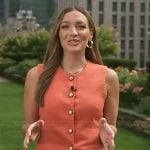 Emily’s coral button vest on Access Hollywood
