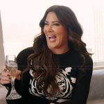 Emily’s black tiger graphic sweater on The Real Housewives of Orange County
