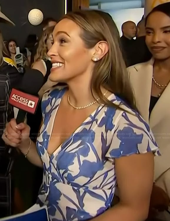 Emily's blue floral print dress on Access Hollywood