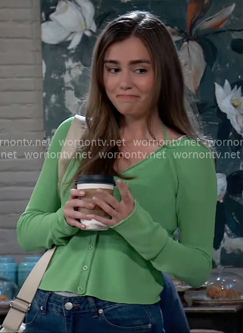 Emma’s green cardigan on General Hospital