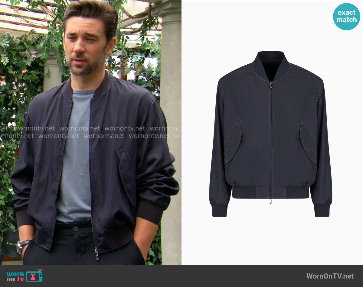 Emporio Armani Viscose-nylon blouson with bomber-jacket collar worn by Cane Ashby (Billy Flynn) on The Young and the Restless