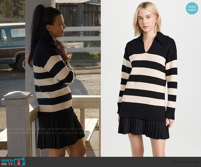 English Factory Mixed Media Stripe Pleated Mini Dress worn by Jackie Howard (Nikki Rodriguez) on My Life with the Walter Boys