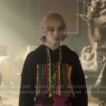 Enid’s fringed hoodie and plaid pants on Wednesday