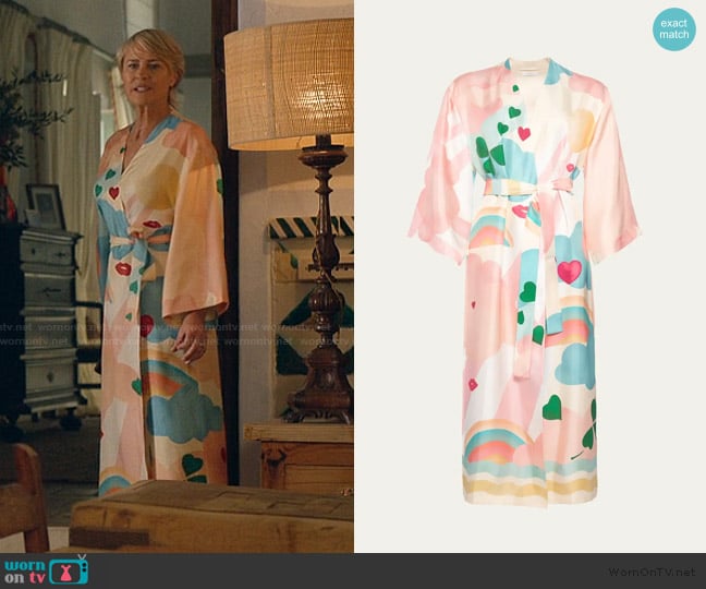 Eres Royaume Printed Silk Twill Maxi Robe worn by Laura Sanderson (Robin Wright) on The Girlfriend
